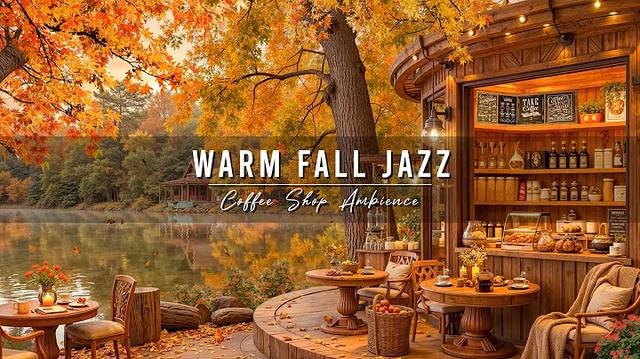 Fall Coffee Shop Ambience with Warm Jazz Music 🍂 Smooth Jazz Instrumental Music for Studying, Relax